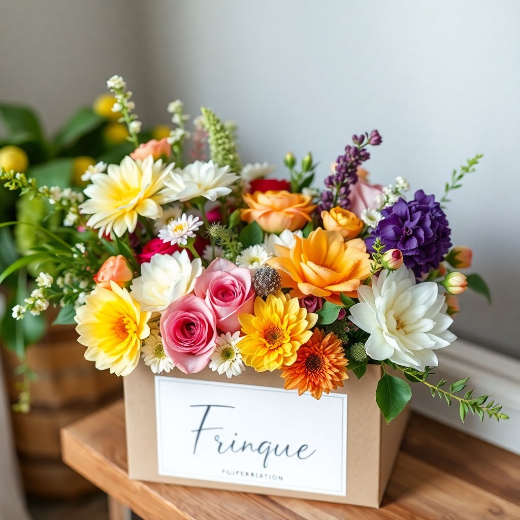 Fresh flower subscription box, beautiful seasonal arrangement, premium floral delivery service, Prague boutique style, 8k